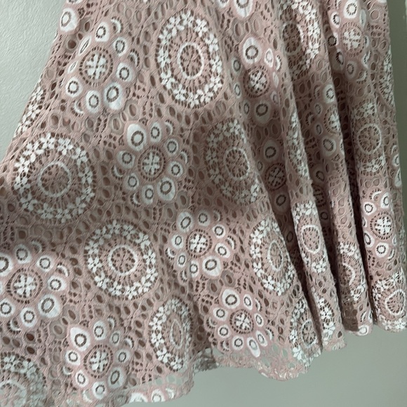 Lace Halter fit and flare Dress in Blush Pink - Picture 3 of 6